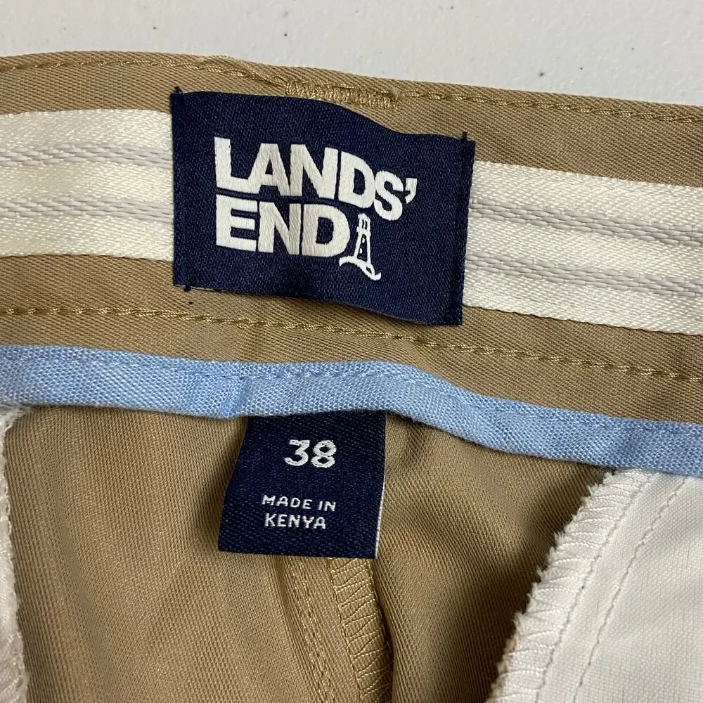 Lands’ End Men's Tan Khaki Flat Front Shorts Size 38